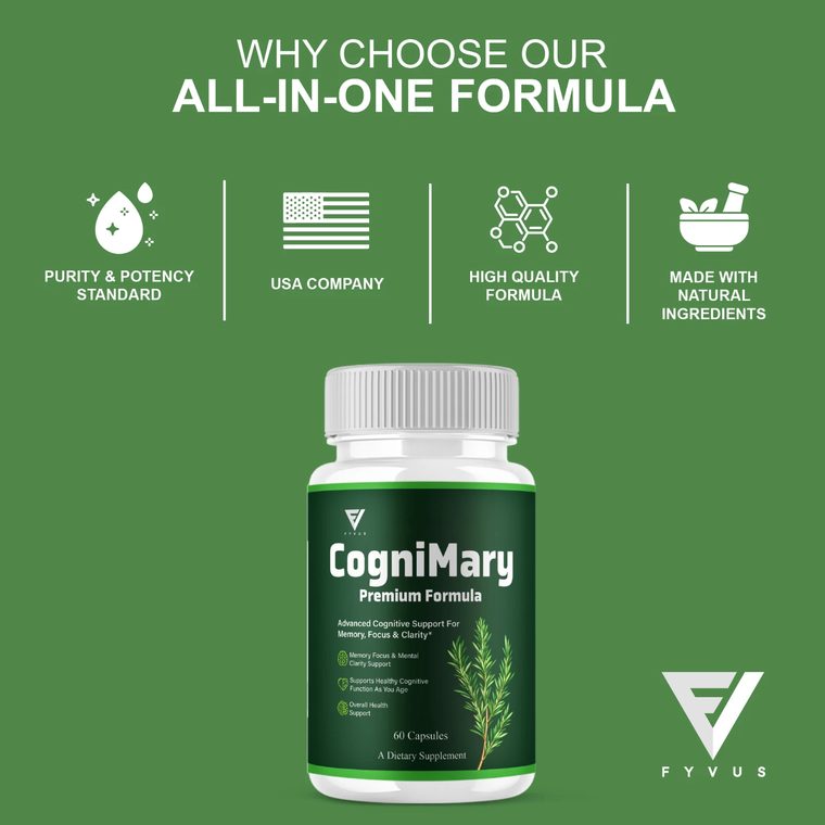 CogniMary bottle with four quality marks